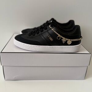 Guess Black and White Sneakers with Gold Accents
